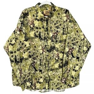 Field Tested Outdoor Life Shirt Mens 2XL Green Camo Whitetail Deer Long Sleeve